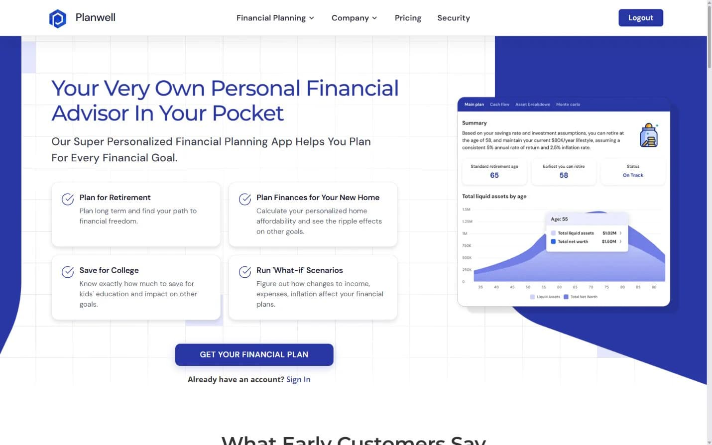 Current Planwell public website, a SaaS project Adam worked on