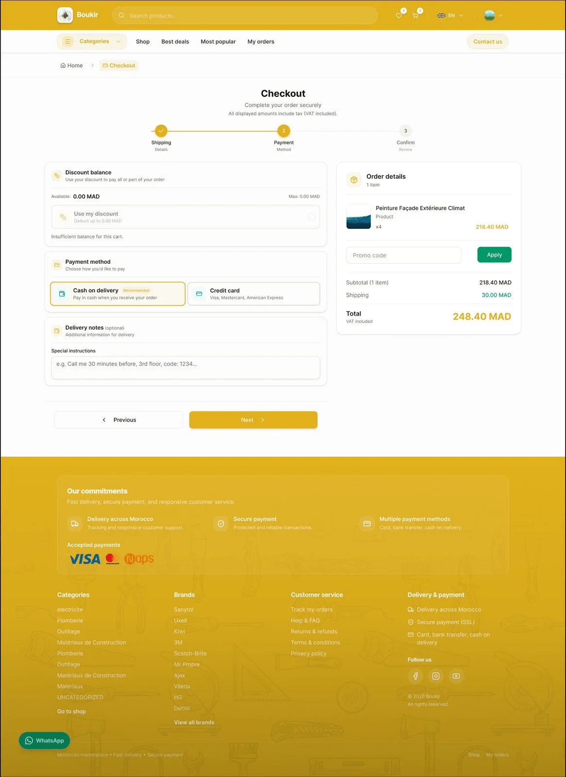 Boukir Diamond: Checkout and payment