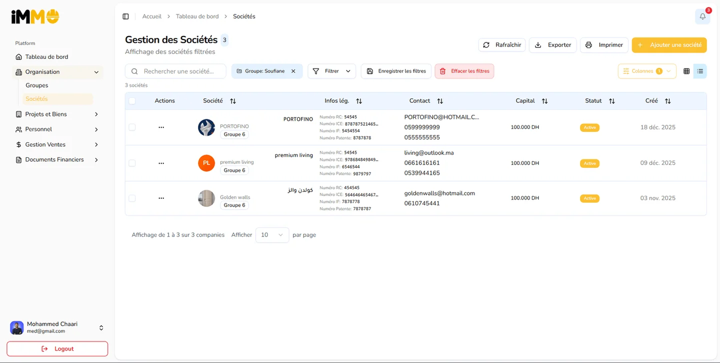 ImmoDesk: Company management